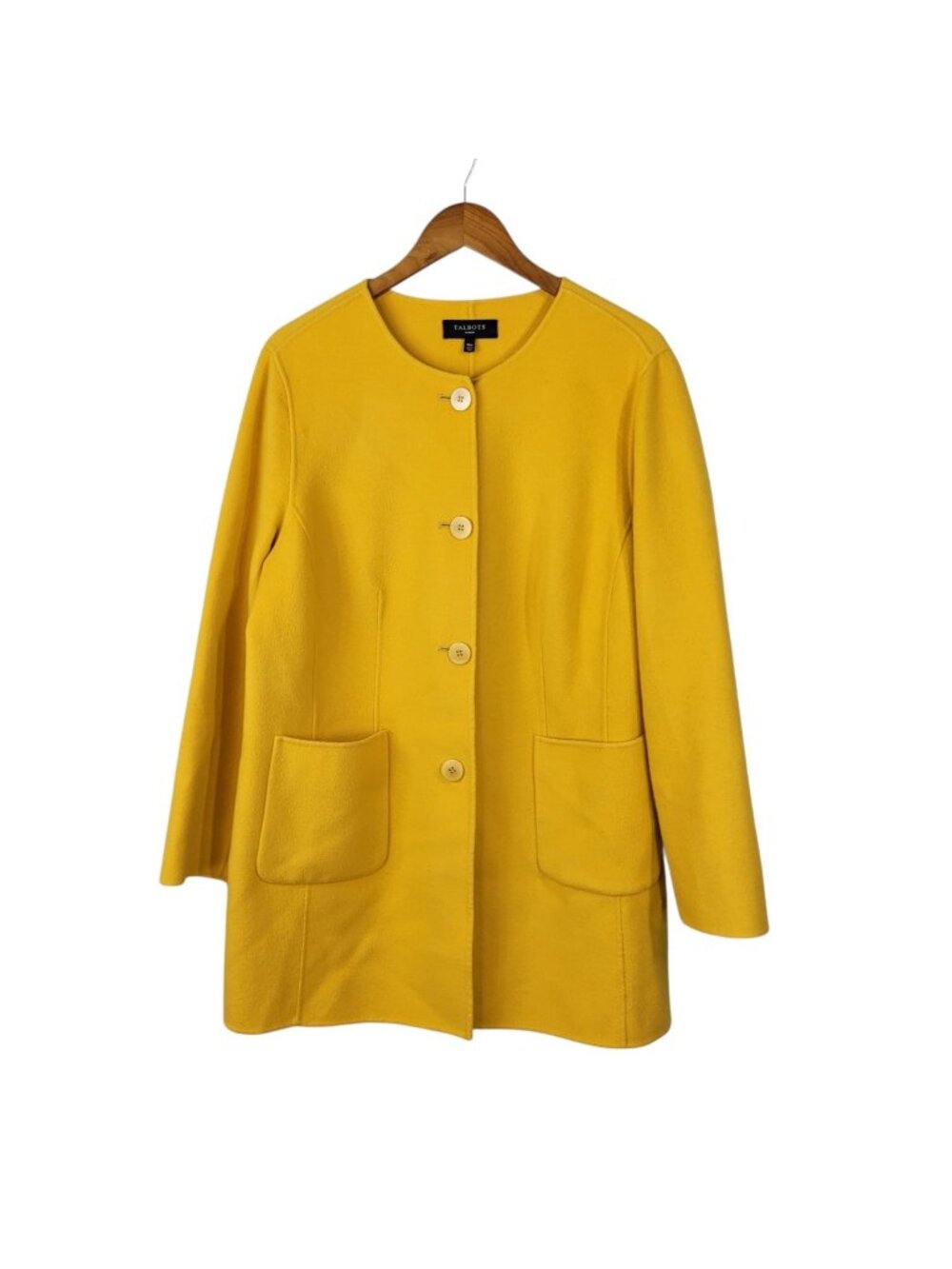Talbots Mustard Yellow Wool Understated Button Up Coat Plus 16W Mod Clean Lines
